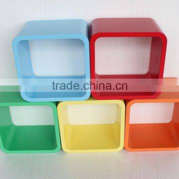 MDF decorative colorful wall cube shelf