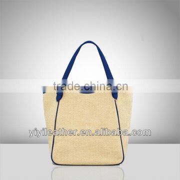 23455-2014 new arrival straw pu handbags, fashion beach tote bag woven, 2014 travel bags