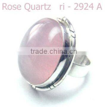 Rose quartz rings 925 silver jewelry pink gemstone jewelry Indian handmade rings jewelry