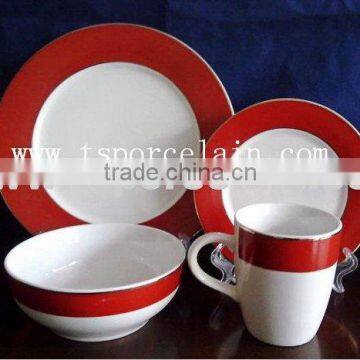 16pcs hand printed stoneware dinner set