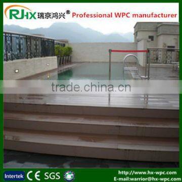 140mm width and 25mm thickness solid design wood plastic composite decking floor