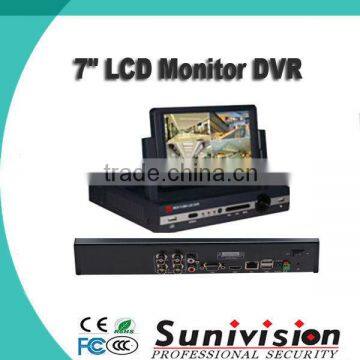 7" LCD Monitor AHD DVR, Support 4CH 720P real-time record, 1CH 720P real-time playback