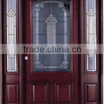 2 Side Lite Decorative Glass Wood Doors Exterior DJ-S9116MST