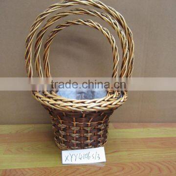 Round Baskets for Willow Wicker Flower With High Handle Factory Supplier