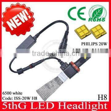 Fanless led headlamp!! 5thG led headlight h8 2500lm auto part market in guangzhou