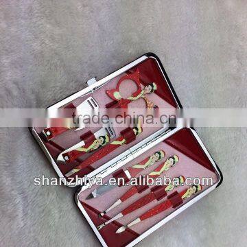 White 9pcs Leather Bag,nail Cutter,earpick,manicure Set