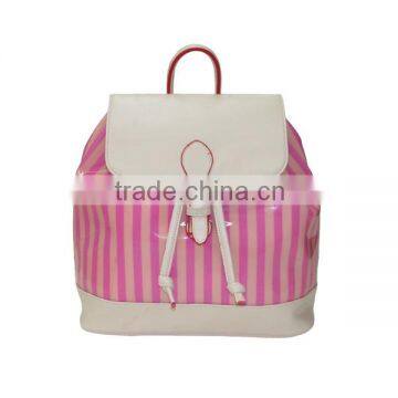 china supplier waterproof red pu backpack for traveling with white straps for women