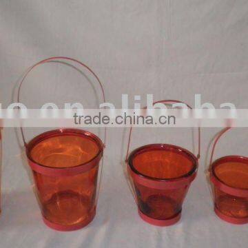 glass pot with iron stand;glass flower pot;flower pot