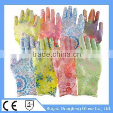 Hot Sale Fashion Colorful PU Safety Labor Gloves for Gardening Work