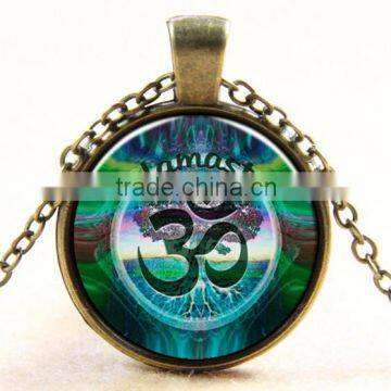 OM necklace,Yoga Necklace DIY glass dome jewelry Photo glass dome jewelry