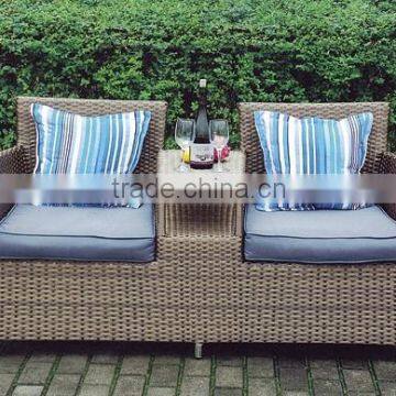 PE rattan and alu.frame rattan chair with cushion in blue color