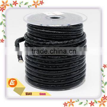 wholesale 6mm black stitched snakeskin leather cord