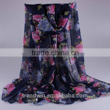 New Fashion Polyester Floral Printed Scarf Shawl Pareo Sarong SS2016