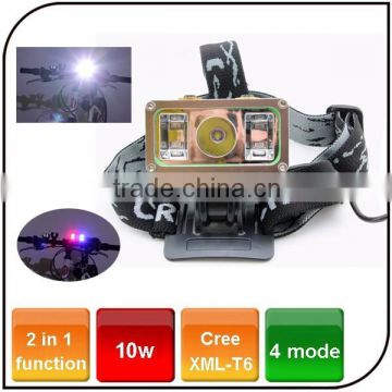 Outdoor Cree XML T6 led warning light headlamp red and blue color flashing signal light flashing led light for bike