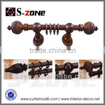 Beautiful wooden curtain rod with ball finials