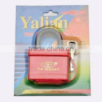 Cheap Red Color Plastic Cover Brass Padlock with Vane Key