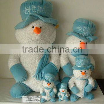 lovely promotional customized stuffed plush white christmas snowman animal toy with embroidered christmas scarf,hat,glove