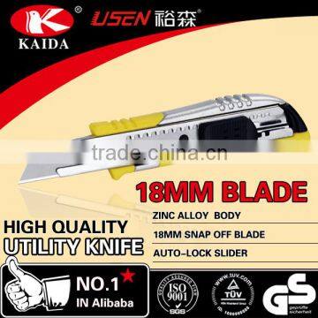 18mm Snap Off Blade Zinc alloy Utility Cutter Knife double teeth blade track