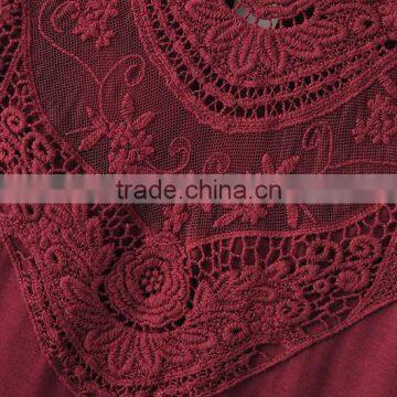 Women Clothing Short Sleeve Round Collar Casual Lace Blouse for Women photo-6