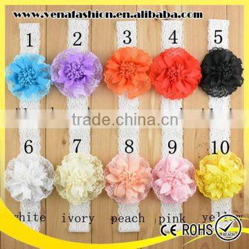 wide newborn polygonal rose flower lace baby headbands