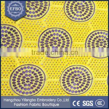 New Items of Goods in 2016 Custom Yellow Big Heavy Lace Swiss Voile Lace Wholesale 5 Yards Embroidery 100 Cotton Fabric photo-4