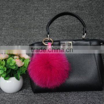 Wholesale Europe Popular Accessory Keyring Lovely Style Real fox Fur Ball Bag Keychain/handbag keyring