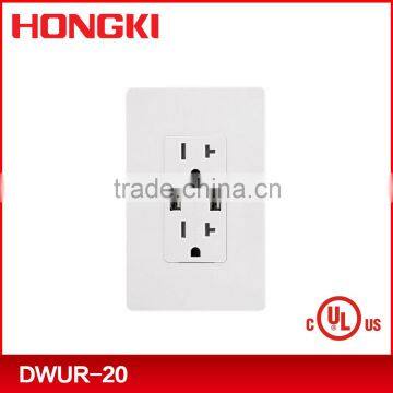 Dual USB Charger 4.0A 5VDC with 20A duplex tamper resistant receptacle