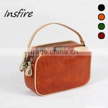 new design vegetable tanning leather shoulder messenger bag for women