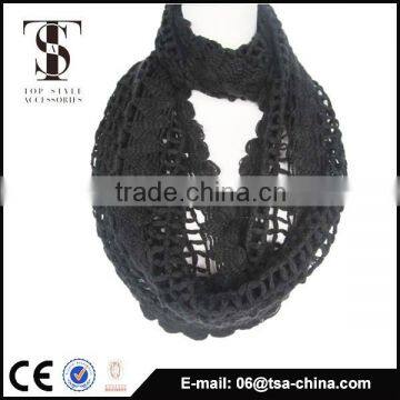 Newest style black color fashionable handmade crochet scarf