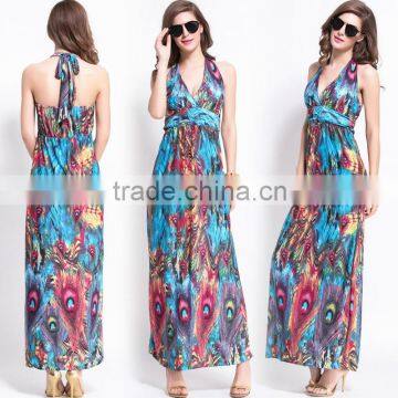 JPSKIRT1508802 Summer beach girl floral printed long chiffon dress