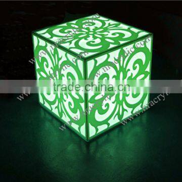 Modern led light acrylic cube table China factory