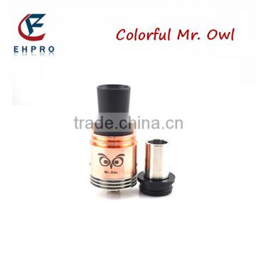 Mr Owl rda atomizer new style rda atty atomizer Mr.Owl with derling wide bore drip tip and ss drip tip