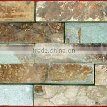 China factories gold rusty ledgestone fireplace stacked stone wall