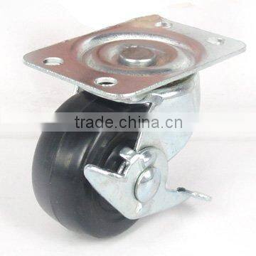 swivel hard rubber caster with side brake