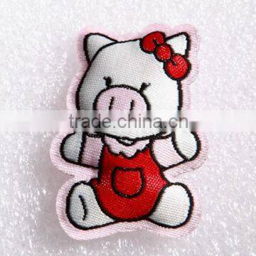 Cute piggy decorative cotton filled woven label