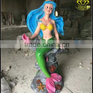 Custom cartoon character Mermaid theme park city landscape FRP resin sculpture