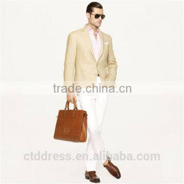 2014 Top Quality 100% wool khaki summer suit for men