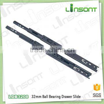 Hot selling 32mm 3 steps ball bearing slide rails track hardwares drawer slide