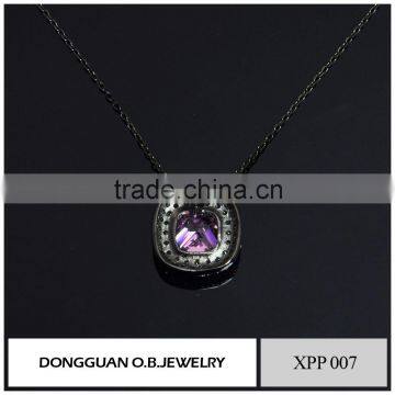 Fashion 925 Silver Pendant Designs, Pink Diamond Crystal Pendant Necklace photo-2