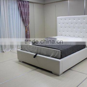 Modern Practical White PVC PU Lift Up Storage Bed