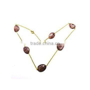 Natural Golden Rutile 18 Sterling Silver Necklace