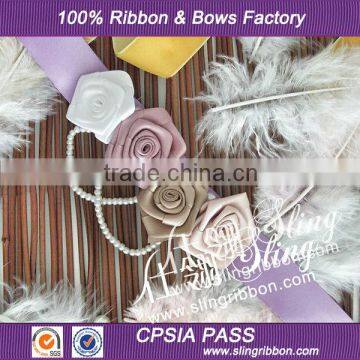 Wholesale Rose Satin Ribbon Flowers for Wedding Garment Accessories