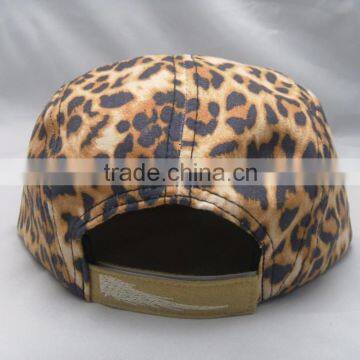 Leopard Crown Suede Brim Custom 5 Panel Camp Hat With Leather Patch photo-3