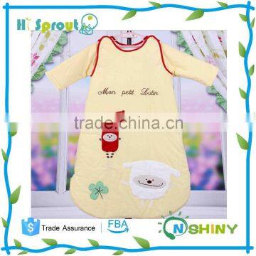 Children's 100% Cotton Baby Long Sleeve Sleeping Bag Detachable Sleeve and Detachable Cotton Fillings Quilt for Four Seasons
