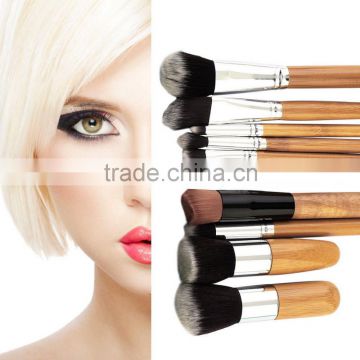 11pcs Bamboo Handle Foundation Blending Makeup Brushes Set + Flat Angled Brush