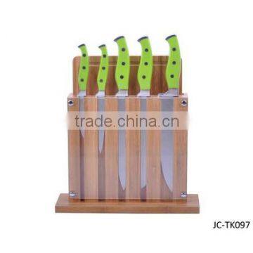 The pocket stainless steel 5pcs knives set with a wooden block