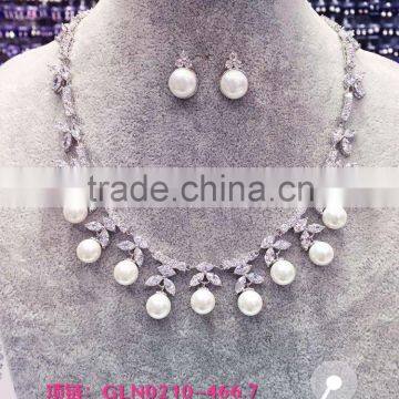 wedding pearl jewelry set AAA Cubic zirconia Bridal pearl necklace set