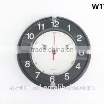 Black frame + white background glass wall clock # W17--W18