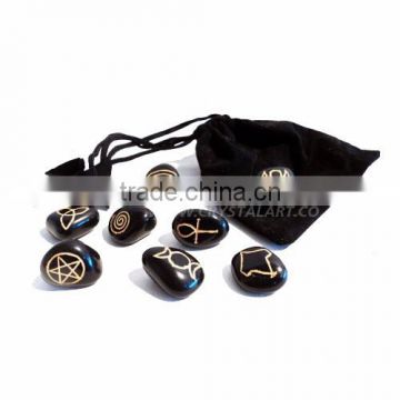 BLACK TUMBLED STONE PAGAN-WICCAN SET