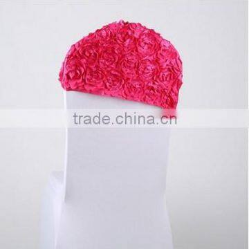 Fashionable Cheap Wholesale Spandex Satin Rosette Chair Cover Chair Cap/ Chair Hood for photo-2